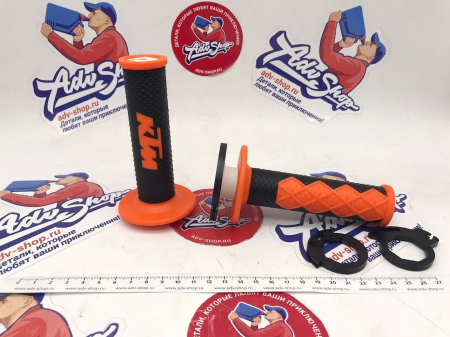 KTM LOCK-ON GRIP SET грипcы с фиксаторами / закрытый торец / черный-оранжевый KTM SX / EXC / 690 08-23 ( 78102924000 )