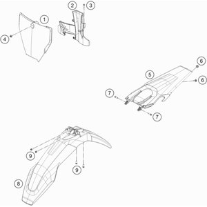Husqvarna Front fender переднее крыло/ с наклейками TE/TC/FE/FC 20-> ( 25008010000ABA )