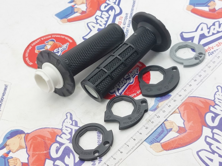 KTM / HQV / GAS  LOCK-ON GRIP SET грипсы черные / открытый торец SX/SXF/EXC/TPI/EXCF/TE/FE/FX 17-23 ( 79002121200 / 79002121100 )