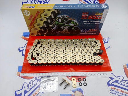 CZ Chains 525 SDZZ Gold - 124 (Active-Ring) цепь приводная усиленная X-Ring 525 x 124 звена // XRV750 / CRF1000 / CRF1100