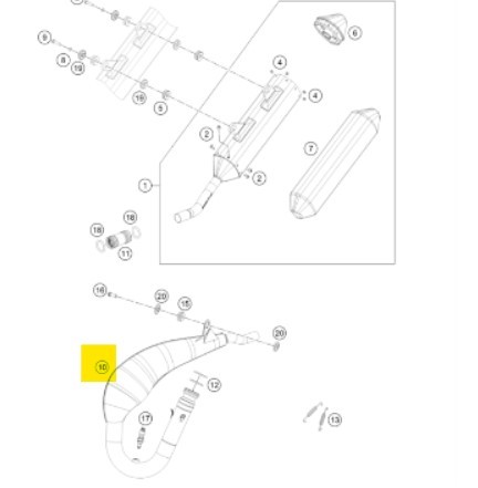 KTM manifold Резонатор без катализатора TBI 250/300/24-> / Husqvarna TE 250/300/24-> ( A44005007000 )