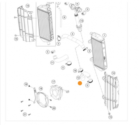 KTM Pre-formed hose engine/riser Патрубок радиатора левый KTM SXF 250/350 /23-> ( A46035023000 )