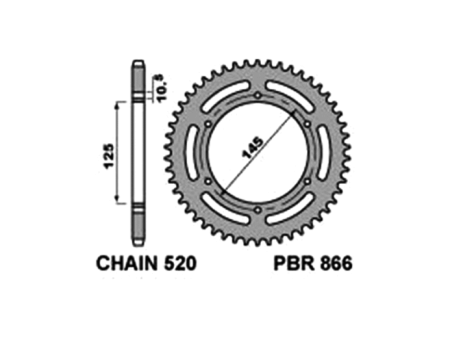 PBR 866 45 Звезда ведомая 45 зубов стальная XTZ660  / Tenere XT660  ( JTR 855-45 ) / M-76921