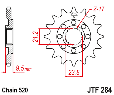 JTF 284 14 SC звезда ведущая 14 зубов CRF450 R 05-20 / CRF 250 R 94-23