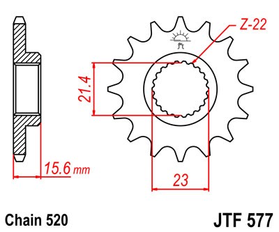 JTF 577 15 Звезда ведущая 15 зубов XTZ660 Tenere 91-98