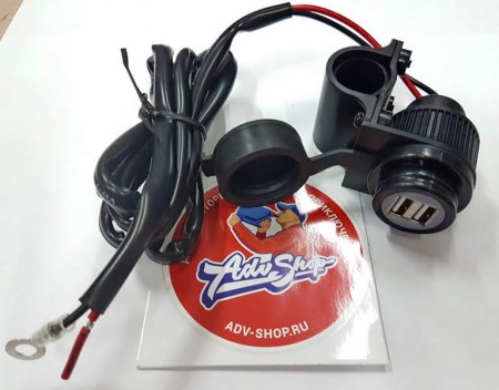 VICMA розетка 2*USB с кронштейном крепления на руль / провод 120 см( прикуриватель ) // MR-076225