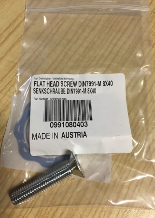 KTM винт с потайной головкой DIN7991-M 8X40 690/950 ( 0991080403 )