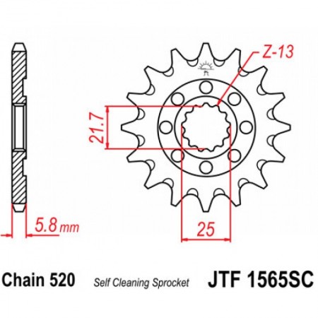 JT звезда ведущая 13 зубов JTF 1565-13 sc (Kawasaki KX450, KLX450)