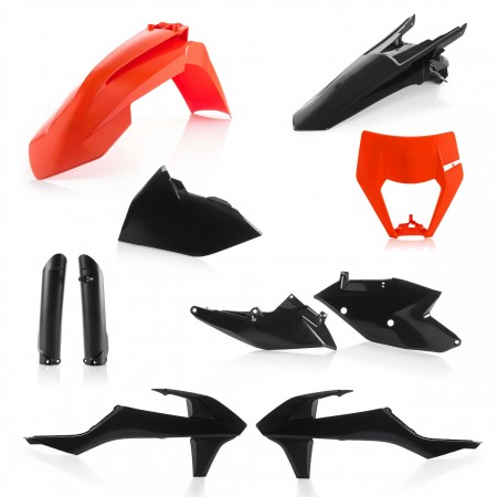Acerbis full plastic kit КТМ EXC 250-300 17-19/EXC-F 250-525 17-19/XC-W 150-300 19 Black/Orange Комплект пластика оранж / черн  // 0022371.313