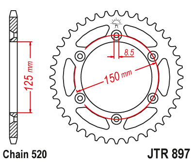 JTR 897 42 звезда ведомая 42 зуба стальная 690 790 890 Duke