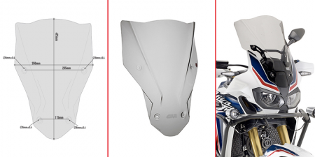 GIVI стекло туринг CRF1000L Africa Twin (16->) 47,5 x 35 cm (H x W) // D1144S