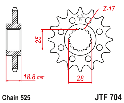 JTF 704 17 RB звезда ведущая 17 зубов // F800 GS / F750 GS / F700GS / F650 GS / F900 R