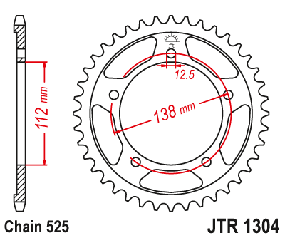 JTR 1304 47 ZBK звезда ведомая 47 зубов стальная усиленная XL1000