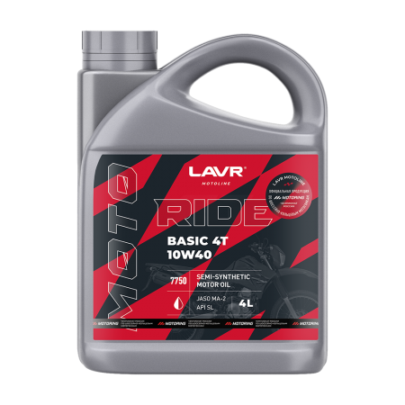 LAVR Моторное масло MOTO Ride Basic 4T 10W-40 SL 4л ( Ln7750 )