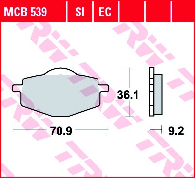 TRW MCB 539 Колодки тормозные
