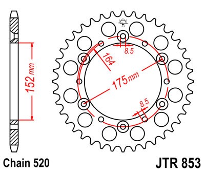 JTR 853 50 звезда ведомая стальная 50 зубов Yamaha TTR250 WR200, 250, 400, 500