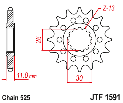 JTF 1591 16 RB  Звезда везущая 16 зубов с демпфером TDM900