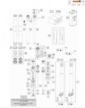 KTM FORK LEG L/S + TUBE CPL. Перо вилки внутреннее левое KTM SX/SXF 125-450/16-> ( 48601407S2 )