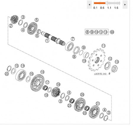 KTM ENGINE SPROCKET 16 T Звезда ведущая 16 зубов (без демпфера) LC4 640/660/690 ( 58033029016 )