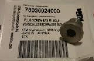 KTM PLUG SCREW SAS M12X1,5 пробка маслорегулятора SXF/EXCF ( 78036024000 )