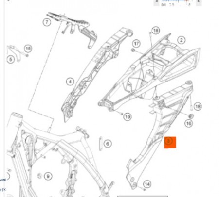 HUSQVARNA SUB FRAME L/S cpl. подрамник левая часть TE/FE 14-16 ( 8130300222030 / 8130300212030 /  81303002020B0 )