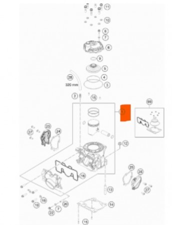 KTM Cylinder + Piston kpl. 150 Цилиндр с поршнем KTM SX/XCW 150/16-22 ( 51730038000 / 51630038000 )
