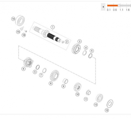KTM Solid gear 2nd шестерня первичного вала SXF 250 15-18 ( 79033002100 / 79033002000 )