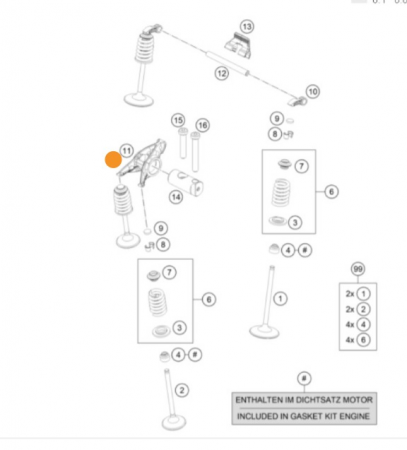 KTM ROCKER ARM EXHAUST Рокер выпускной 690 Duke 16-19 // R/SMC 19-24 ( 76636061000 )