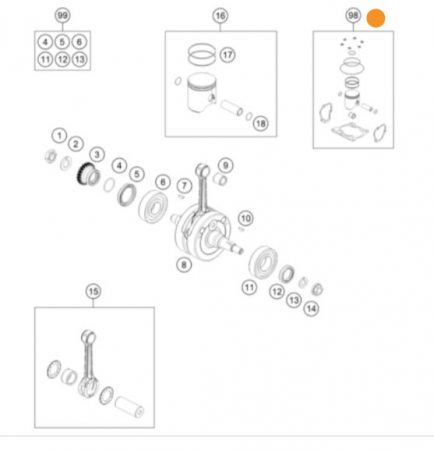 KTM PISTON KIT GR.I 150i Enduro комплект первой группы поршень + прокладки  // 150 EXC TPI 21-> ( 51730007010 I / 00050000269 ) ( 51730007010 I )