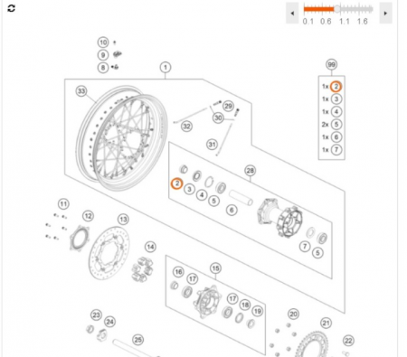 KTM SPACER BUSH. REAR WHEEL R/S Спейсер заднего колеса правый  890/1190/1290 Adv 15-24 ( 60310013100 / 60310013000)