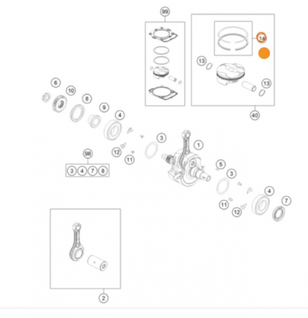 KTM PISTON RING SET Кольца поршневые (комплект)  SXF250/16-> EXCF250/17-> ( 79030231044 )