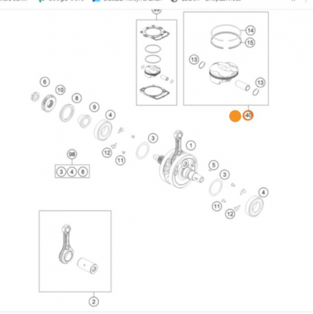 KTM piston I cpl. 350 MX поршень гр.I  350 SXF  23->  / EXCF 24->  ( A47030007000 I )