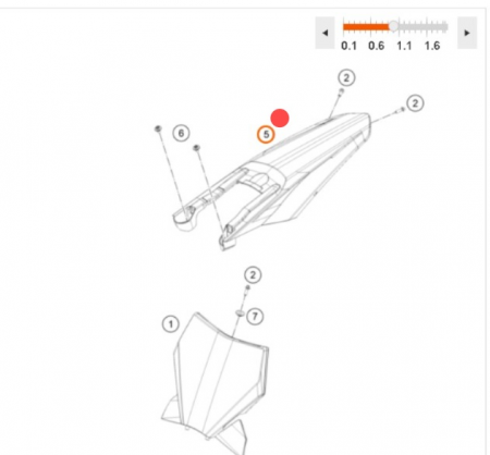 KTM TAIL SECTION ORANGE крыло зад ( оранжевый ) SX/SXF 23-24 ( A46008013000EB )