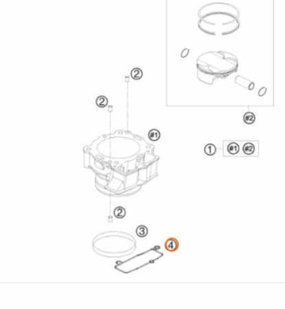 KTM GASKET GEAR CASE Прокладка цилиндра под окно цепи ГРМ KTM SXF450/07-11 ( 77330035000 )