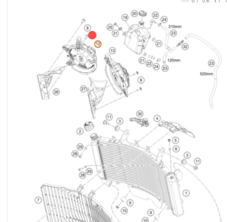 KTM Radiator fan right, cmpl. Вентилятор  правый 790 890 Adventure ( 63535141044 )