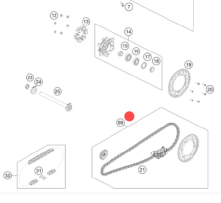 KTM Drivetain kit 16/43 Комплект цепь+звезды 890SMT / 990Duke 24-> ( SPA216G433M118E )
