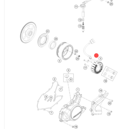 KTM STATOR CPL. Статор генератора 125 200 Duke 11-14 ( 90139004000 )
