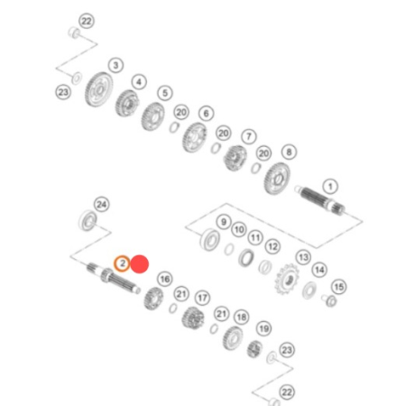 KTM Main shaft Первичный вал КПП 65 SX 24-> ( A40533001000 )