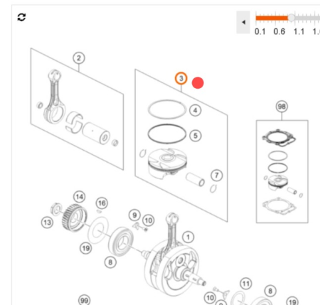 KTM Piston II cpl. поршень гр II 500 EXCF 20-23 ( 79730107100II /  79730007000 II )
