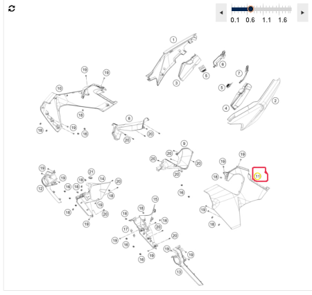Husqvarna Fuel tank spoiler left Спойлер бензобака левый 901 Norden 22-> ( 22108050000HBA )