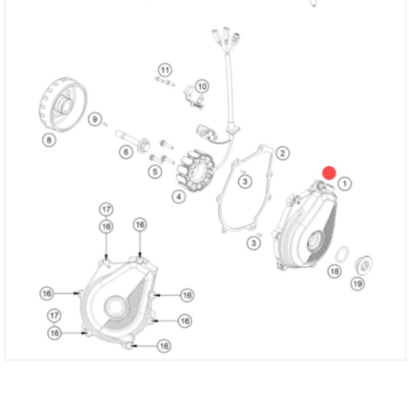 KTM Ignition cover Крышка зажигания / генератора  450 SXF 23-> ( A48030002000C1 )