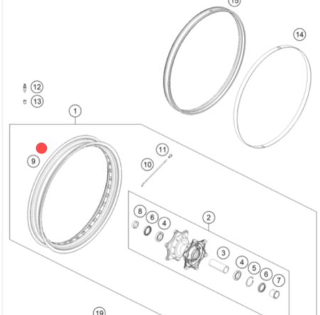 KTM Rim 2.5x21''TL.bl.w.sticker передний обод 790 1090 1290 Adv-R 17-21 ( 6030917010033A )