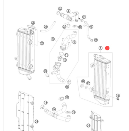 KTM RADIATOR L/S SX-F T-RAD 09 Радиатор левый SXF450/07-12 ( 77335007100 / 77335007000)