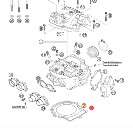 KTM CYLINDER HEAD GASKET D=75 02 Прокладка головки цилиндра  EXCF 250/02-06 EXCF 450/520/03-05  ( 59830036000 )