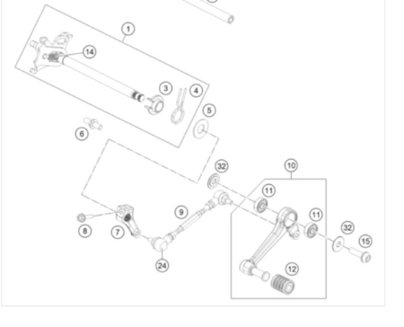 KTM linkage gear shift lever кулак вала выбора кпп 390 ( 96034031010 )