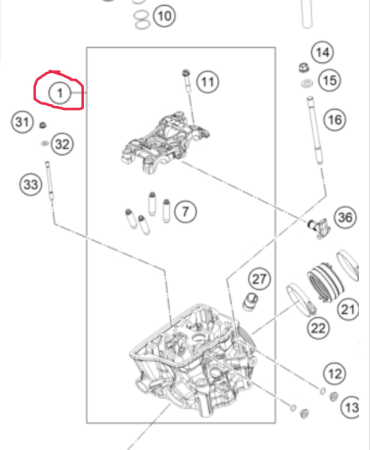 KTM Cylinder head cmpl. Головка цилиндра 250 SXF 23->  ( A46036020044 )