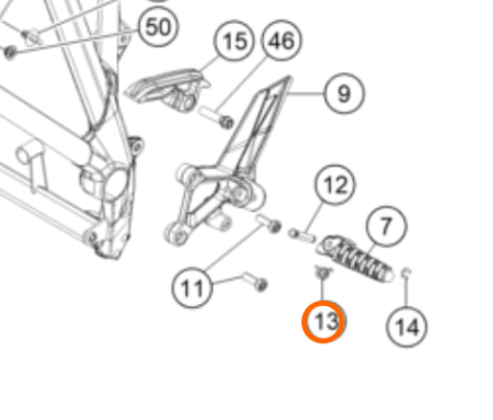 KTM SPRING FOOTREST FRONT 05 Возвратная пружина подножки 690 990 1290 Duke ( 61003042000 )