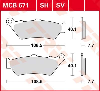 TRW MCB 671 SV Колодки тормозные  синтетика перед  690 R / 990 Adv / G650 xc / F800 GS // зад R1200 GS LC
