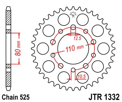 JTR 1332 45 звезда ведомая стальная 45 зубов  Honda  XRV750