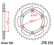 JTR 210 43 звезда ведомая стальная 43 зуба Honda CRF / XR